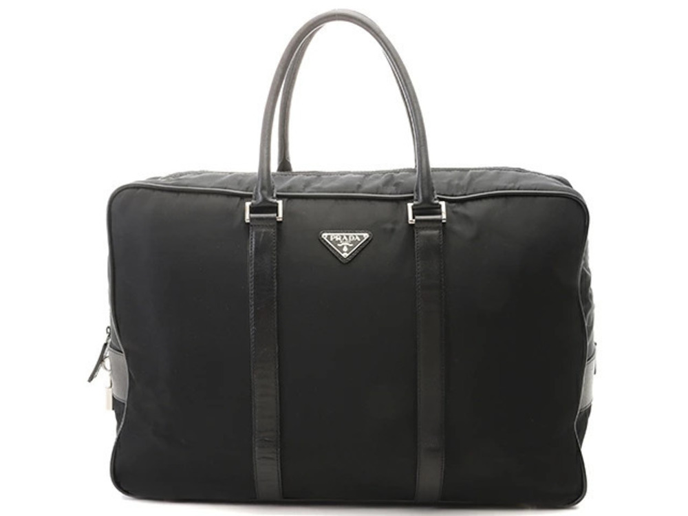 Prada Tessuto Boston bag black saffiano leather